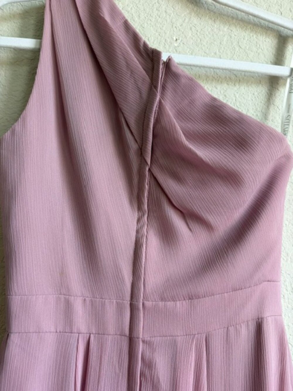 David's Bridal One Shoulder Dusty Rose Chiffon Maxi Gown Size 2 Luxury Chic - Picture 5 of 9